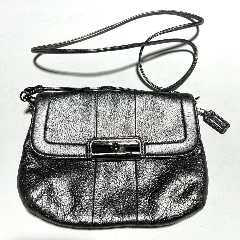 Coach Kristin leather Metallic Silver crossbody bag